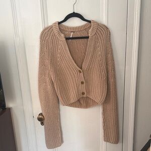Free People Button-Up Knit Cardigan - Cream